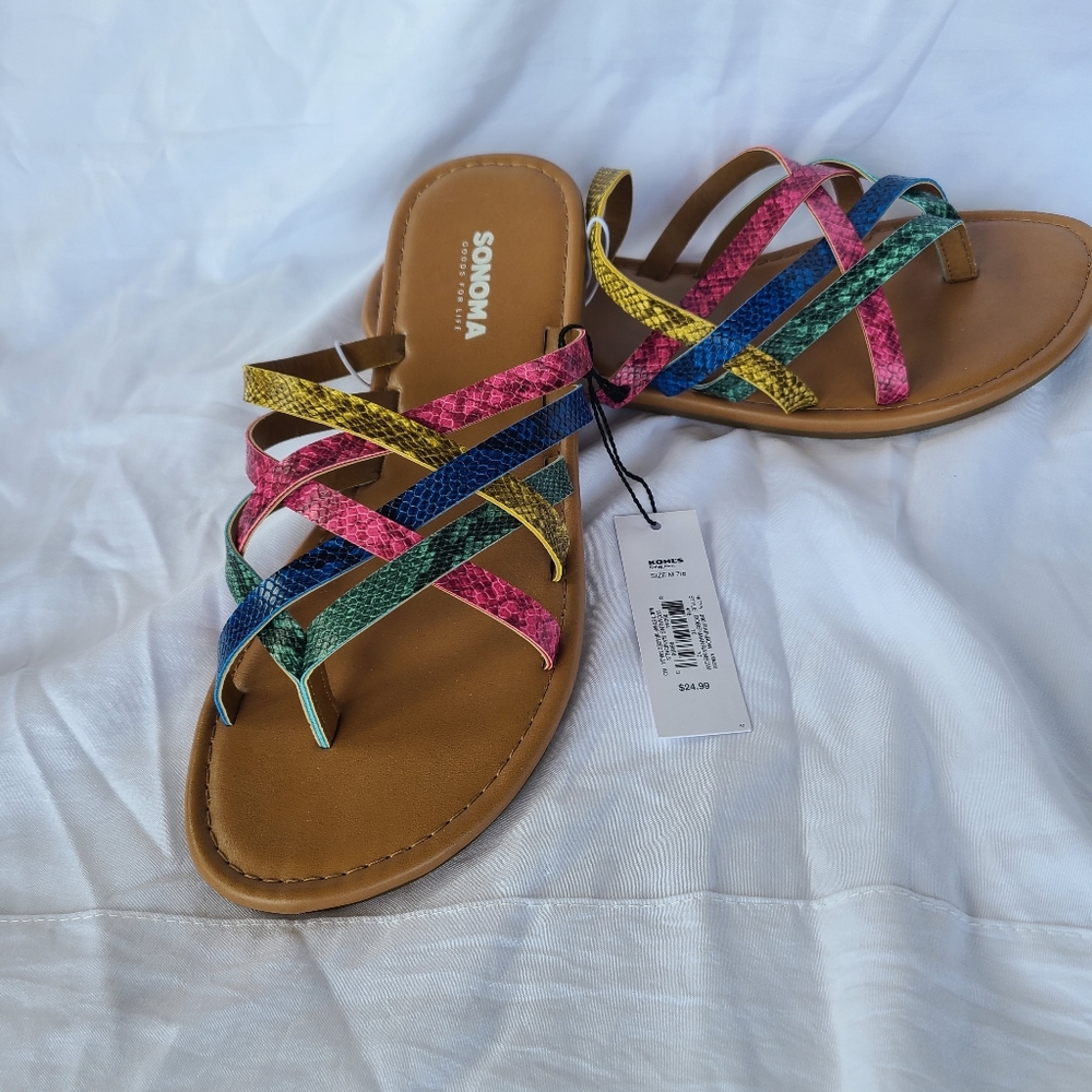 Rainbow strappy sandals size 7/8